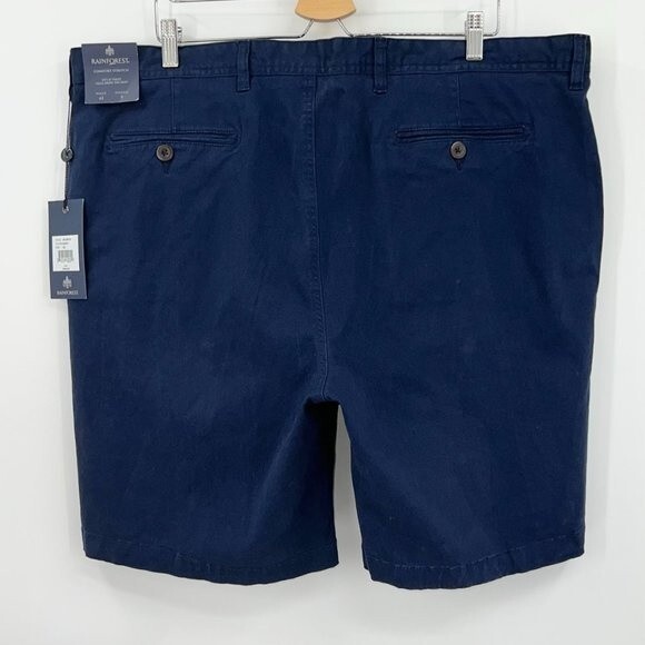 Mens Navy Blue Shorts 42 RAINFOREST Twill Chino Comfort Stretch Flat Front - Picture 8 of 11